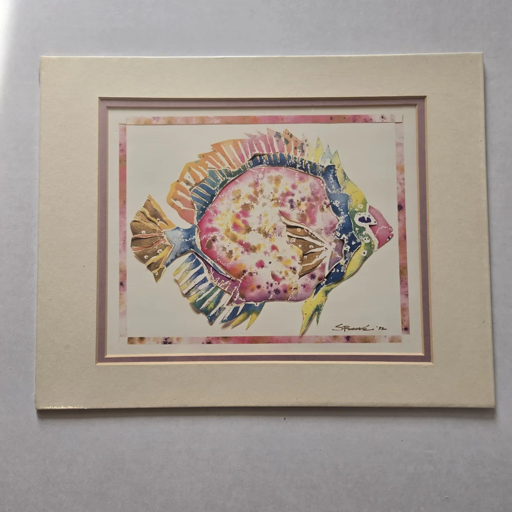 Colorful Tropical Fish Art Vintage Matted Print Sherrie Reeve